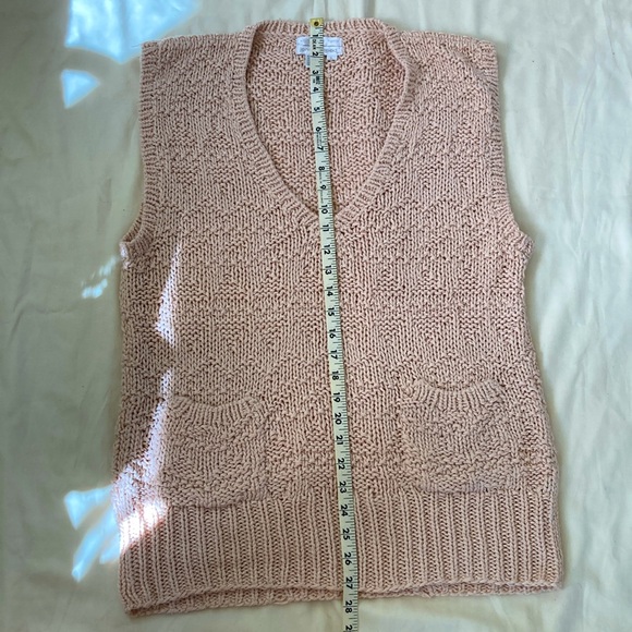 VINTAGE | Silk Blend Handknit 🩰 Pink Sleeveless Tunic Sweater Large - Picture 9 of 10